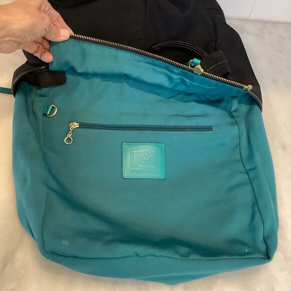 Coach Black Sateen Hampton Shopper Weekend Tote - Picture 11 of 14